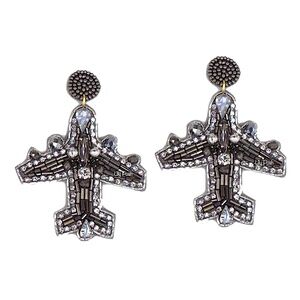 Beaded Airplane Earring, Seed Bead Travel Vacay Earring